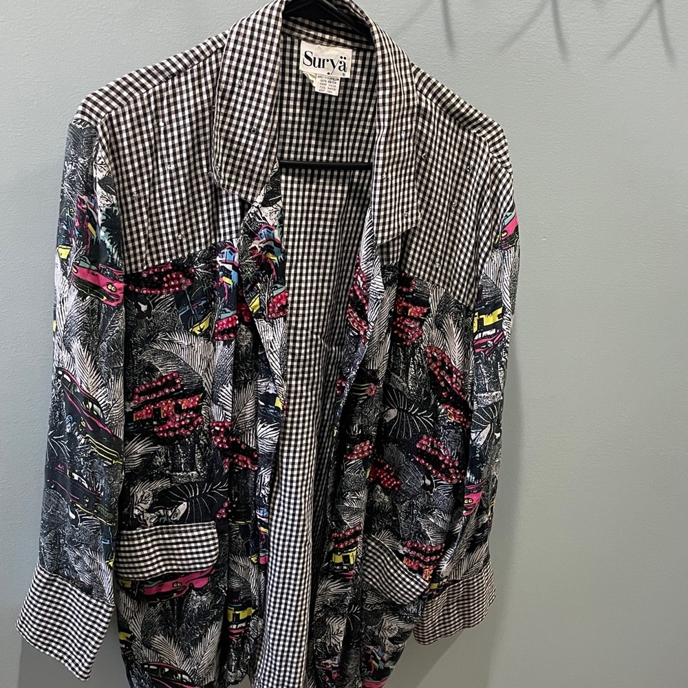 Vintage Surya Black and White Checkered Shirt